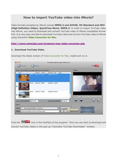download youtube to imovie for mac